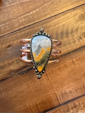 Bumblebee Jasper Copper Cuff Bracelet